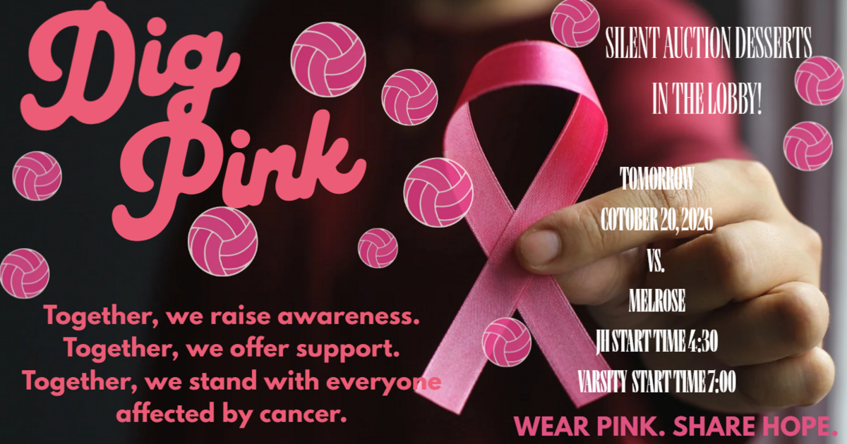 Join us for our Dig Pink game tomorrow!!!