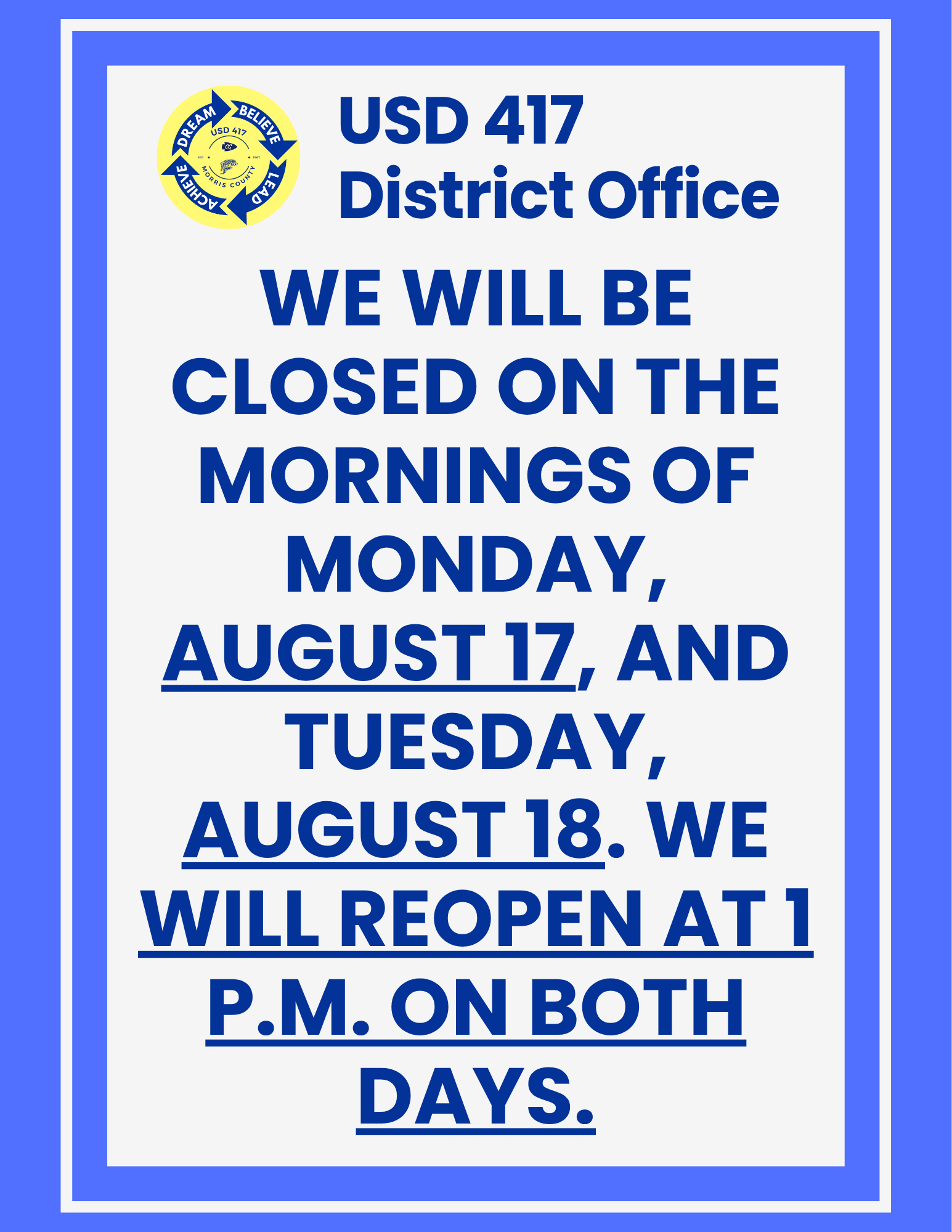 District Office Closed
