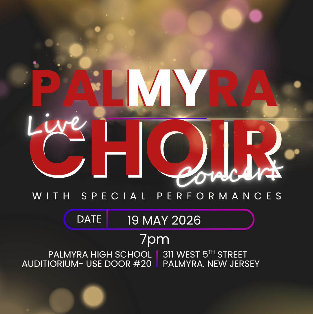 Poster for the Palmyra Live Choir Concert on May 19, 2026, at 7pm.