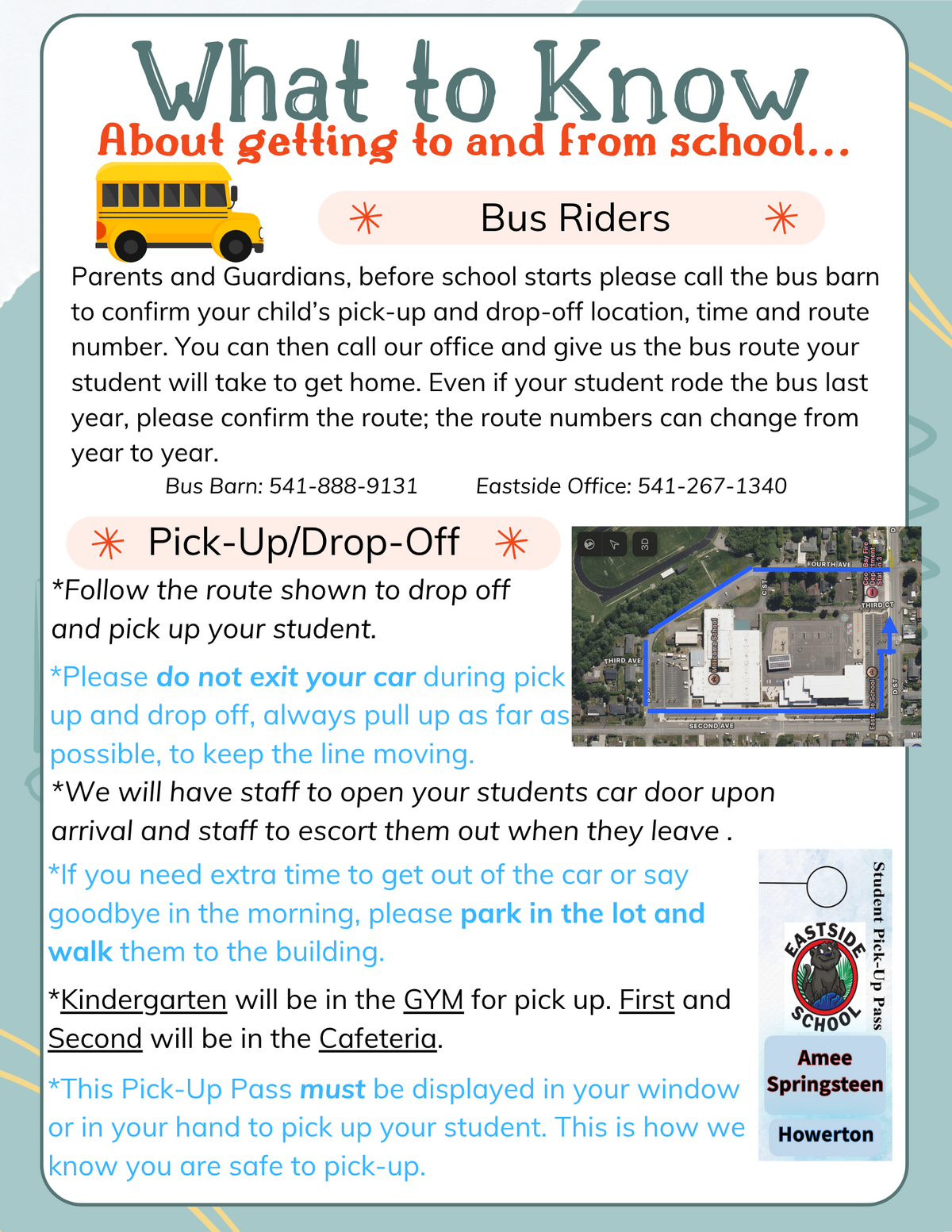  A reminder of what to know about Pick up and Drop off.