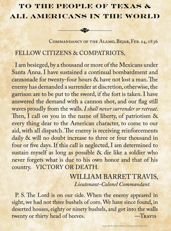Lieutenant Colonel William Barrett Travis Essay Contest