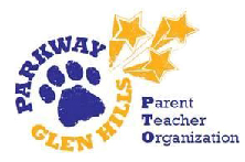 Parkway Glen Hills PTO logo featuring a paw print and stars.