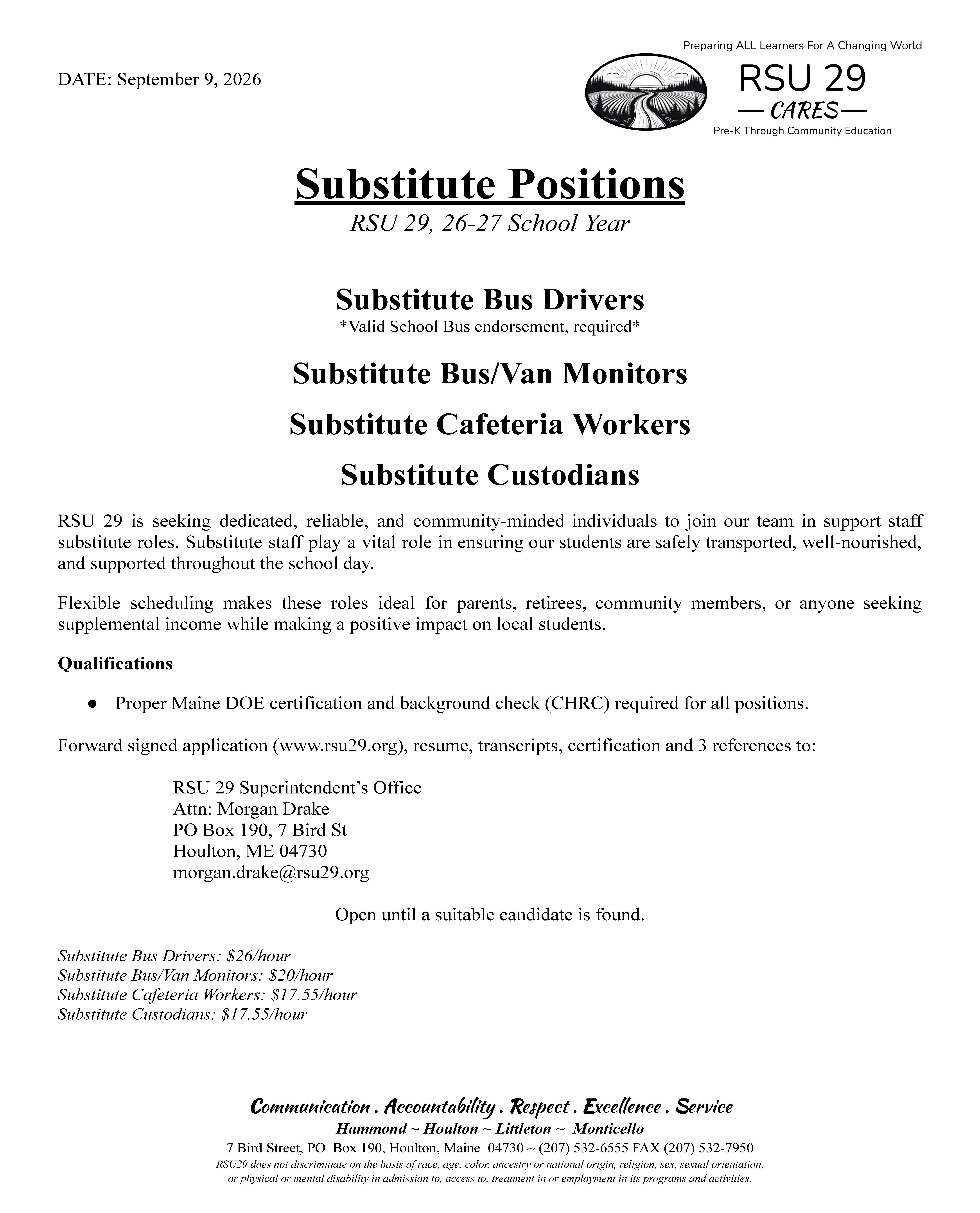 Positions Available