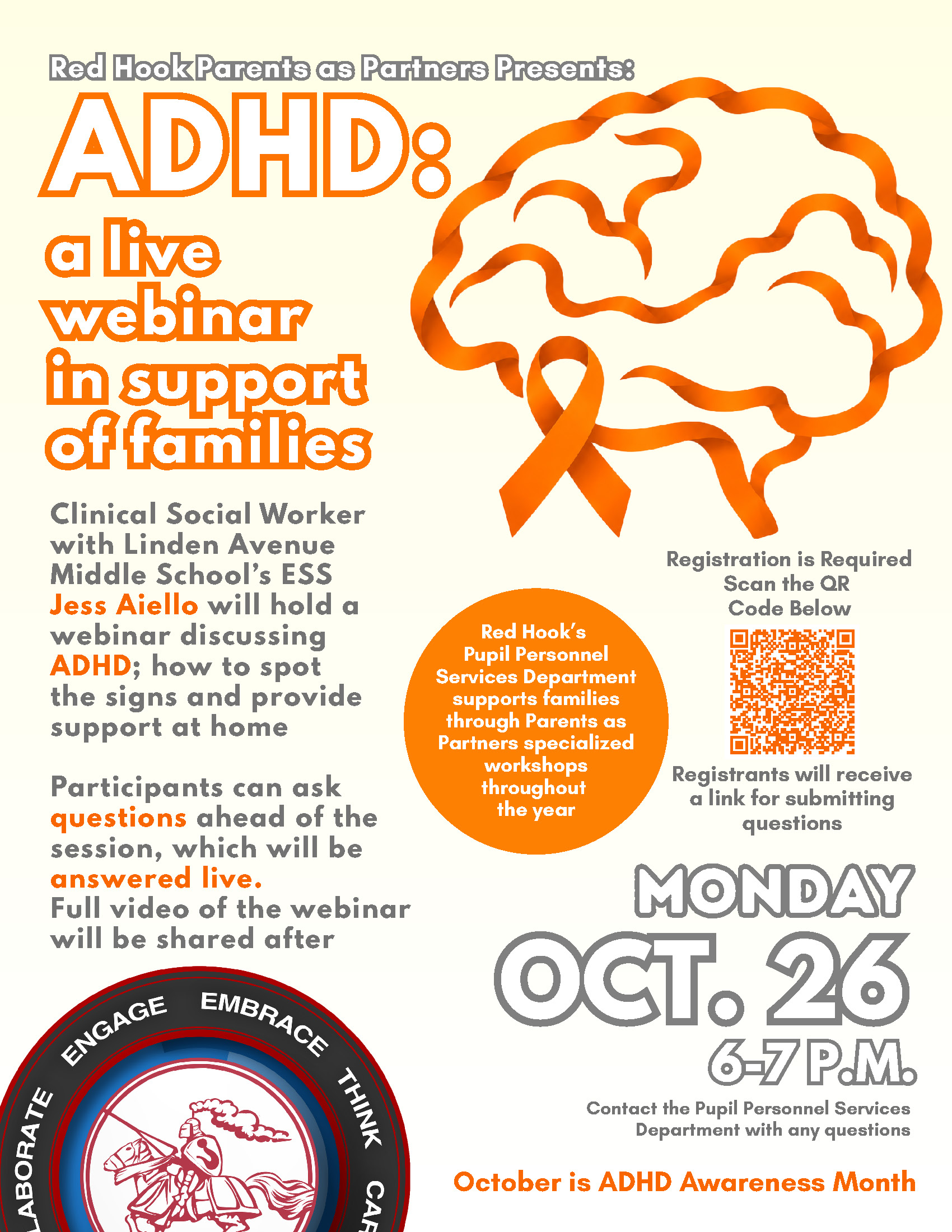 Register for the Parents as Partners webinar exploring ADHD on Oct. 26