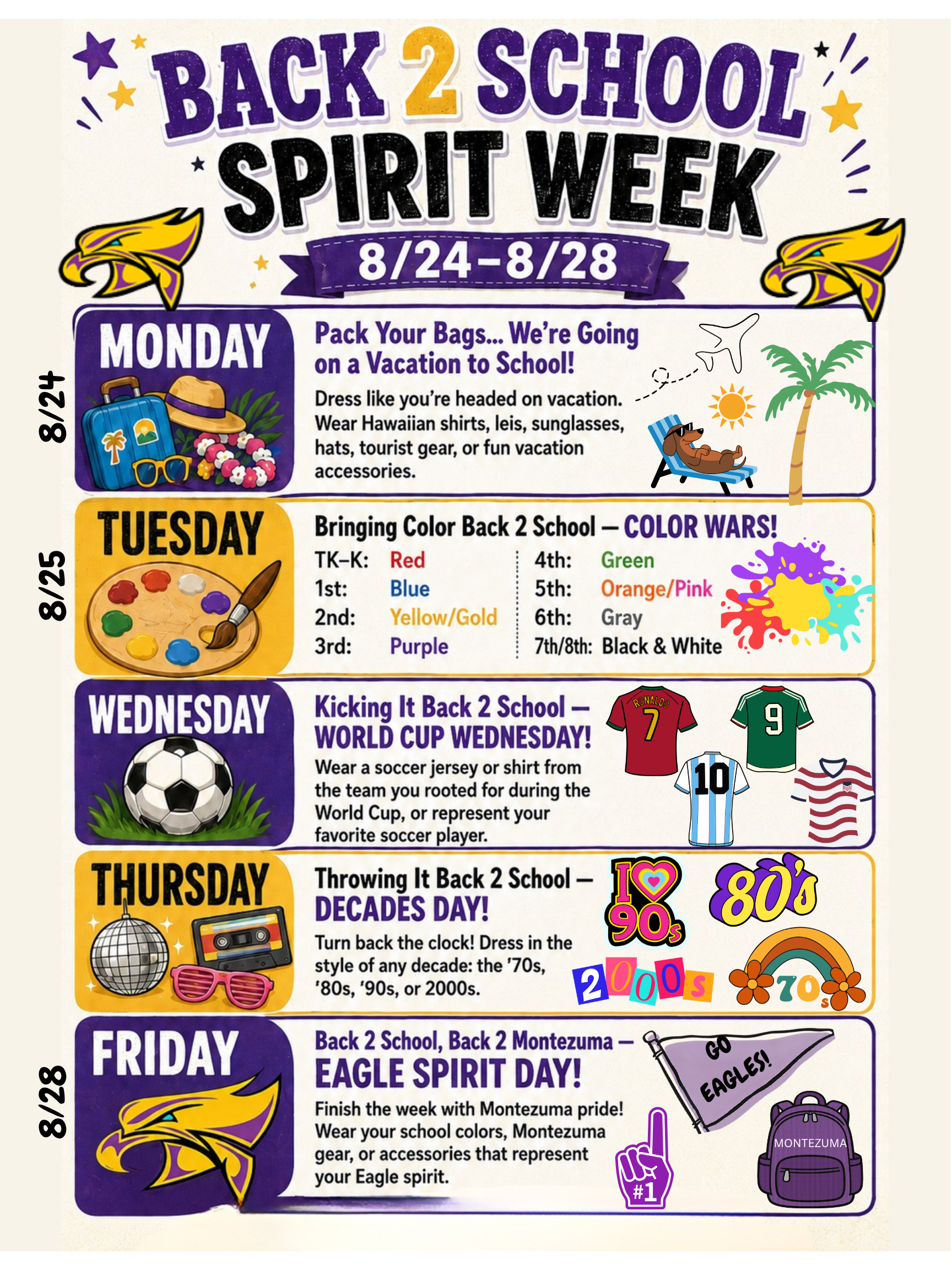 Back To School Spirit Week / Semana del Espíritu Escolar de Regreso a Clases