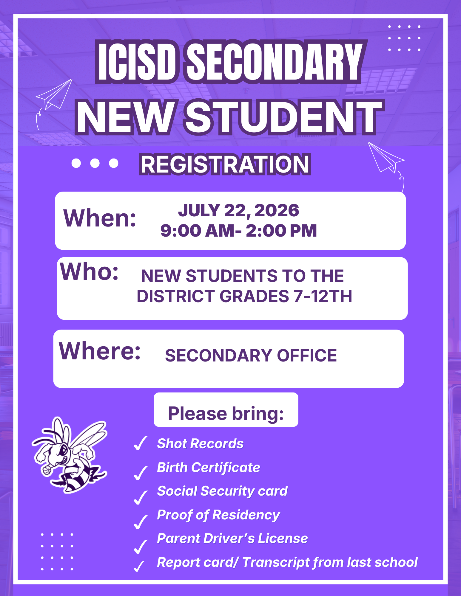 ICISD Secondary New Student Registration