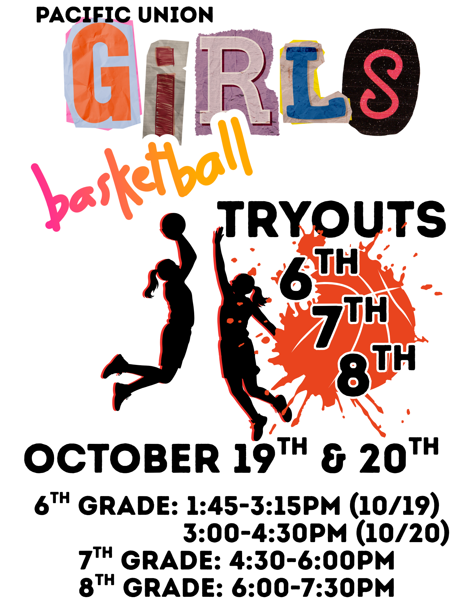 Girls Basketball Tryouts 10/19-10/20