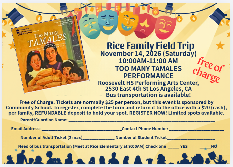 JOIN US for RICE Family Field Trip to Watch "Too Many Tamales" - November 14