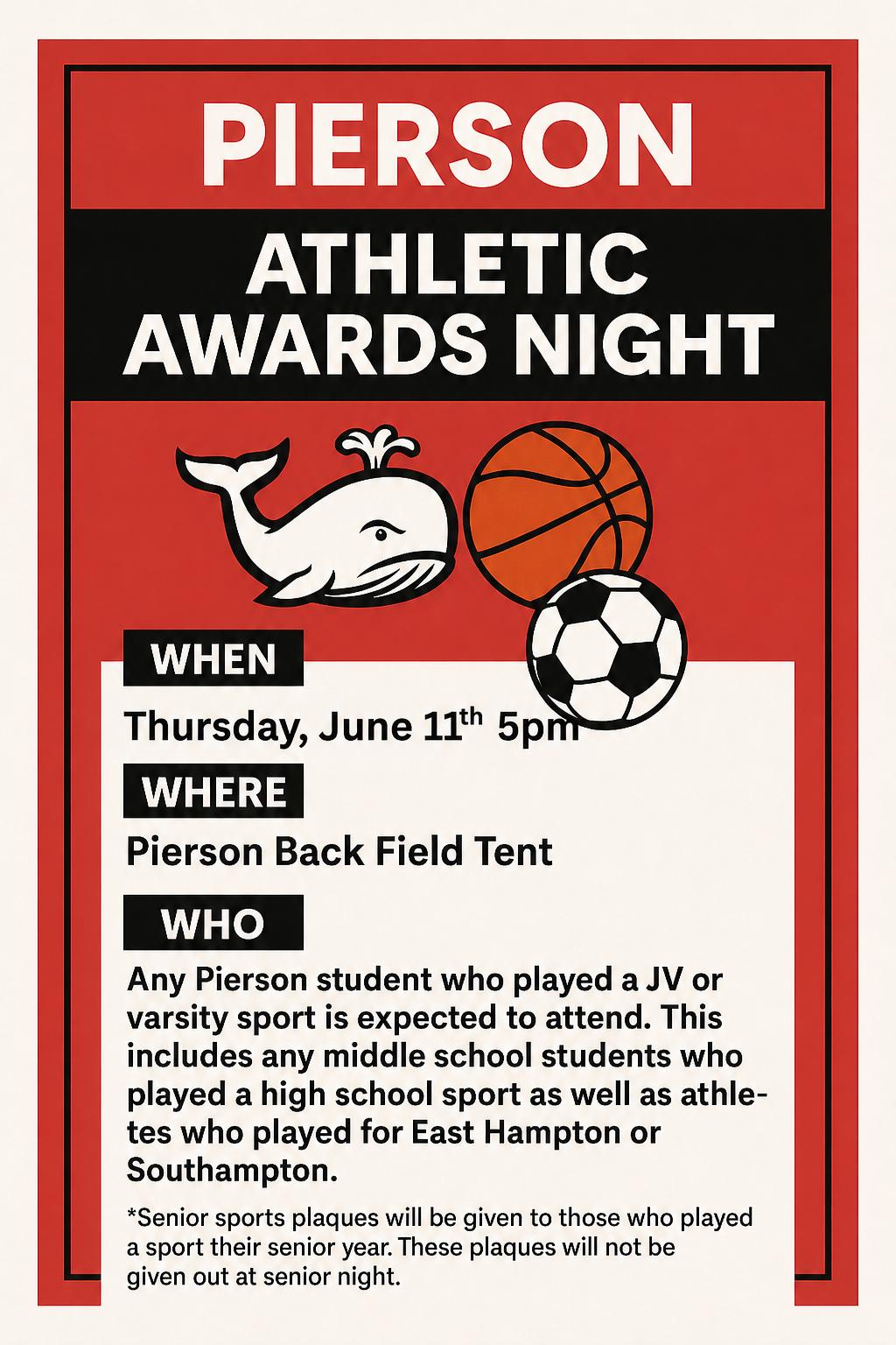 Pierson JV/Varsity Athletic Awards Night 6/11