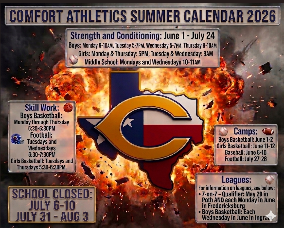 Comfort Athletics Summer Calendar 2026