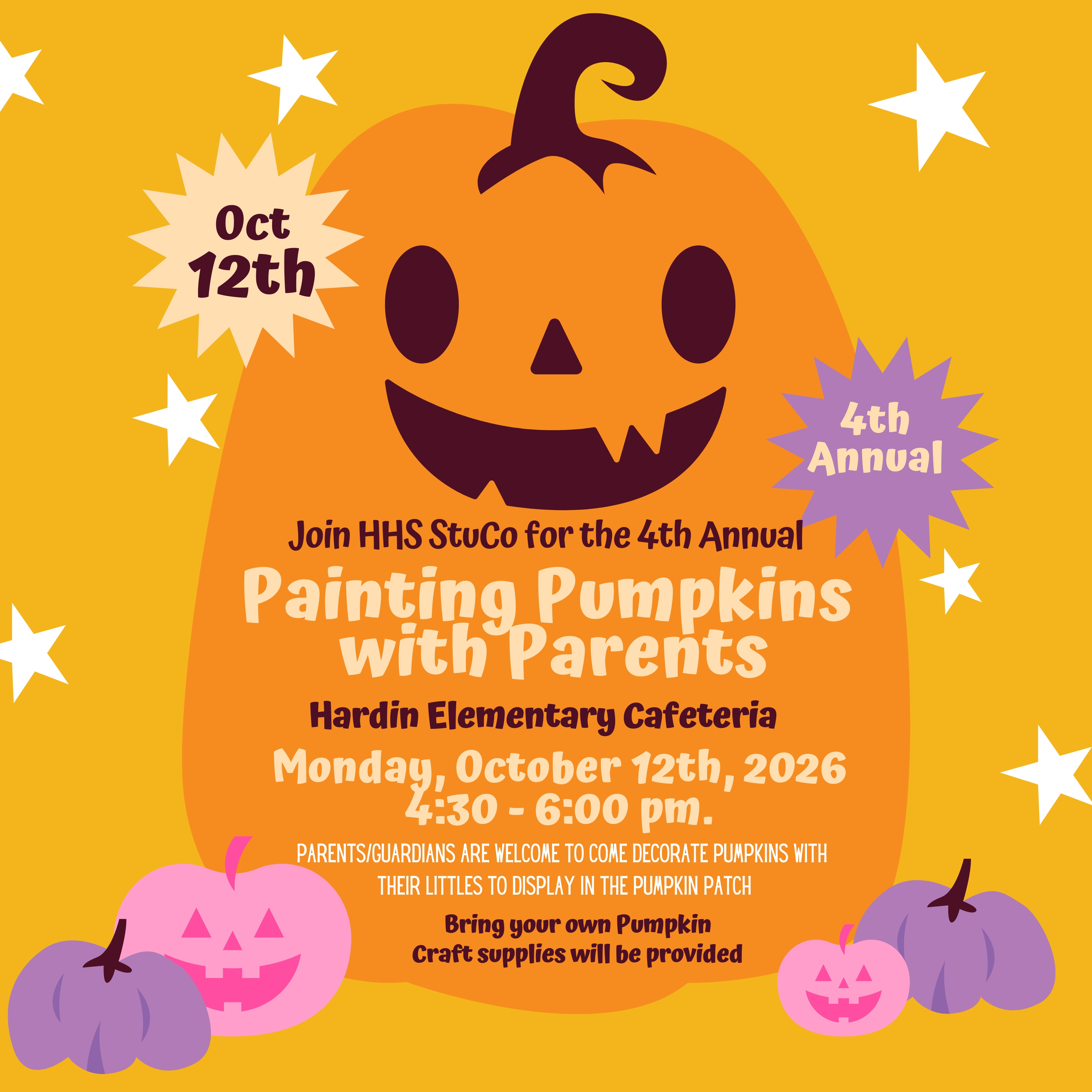 Painting Pumpkins with Parents - this Monday