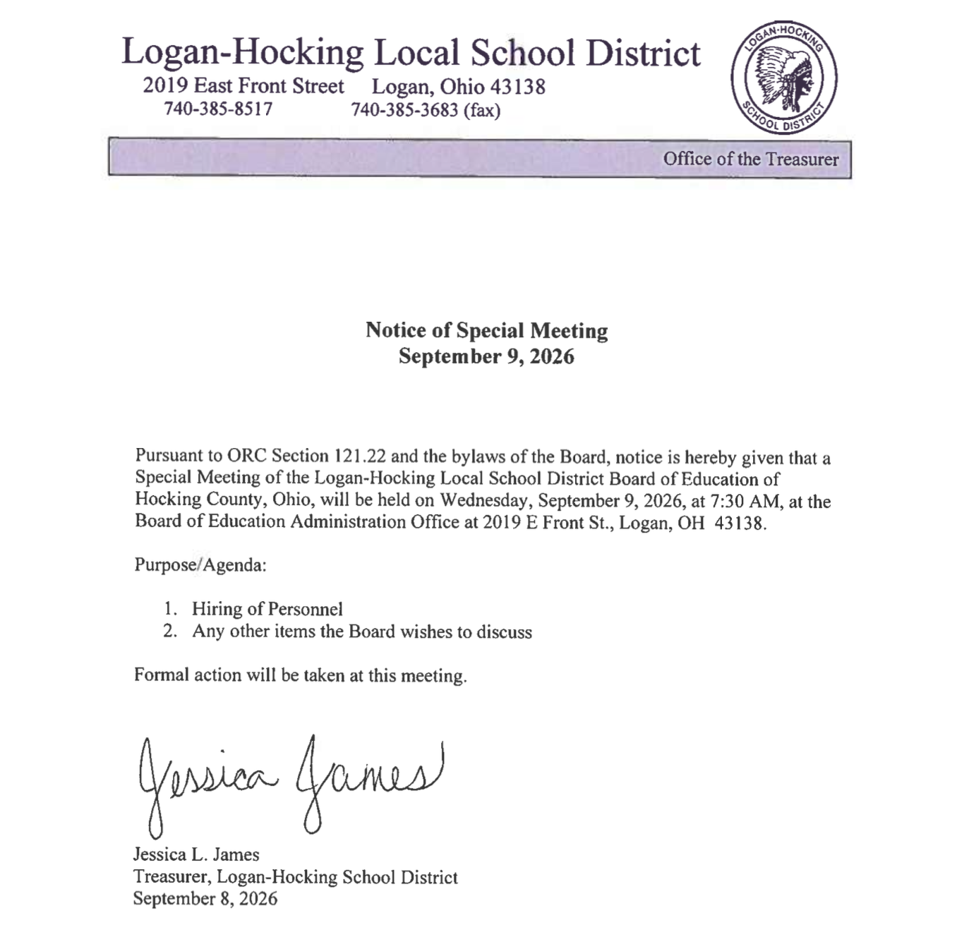 Regular Meeting of the Board of Education