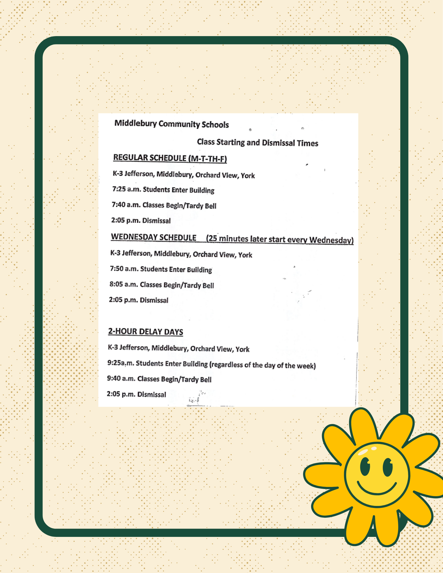 Start times and Lunch Money