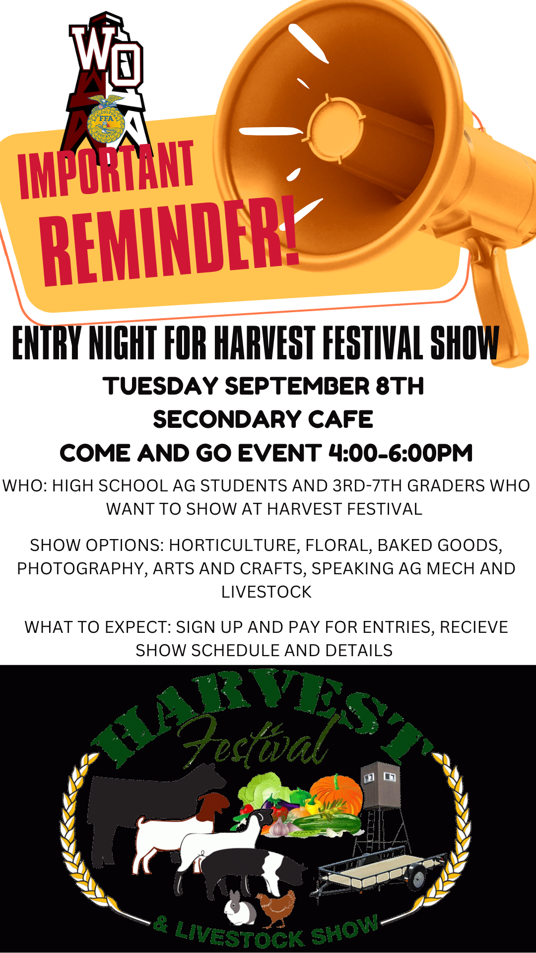 Harvest Festival Entry Night for Junior FFA Members