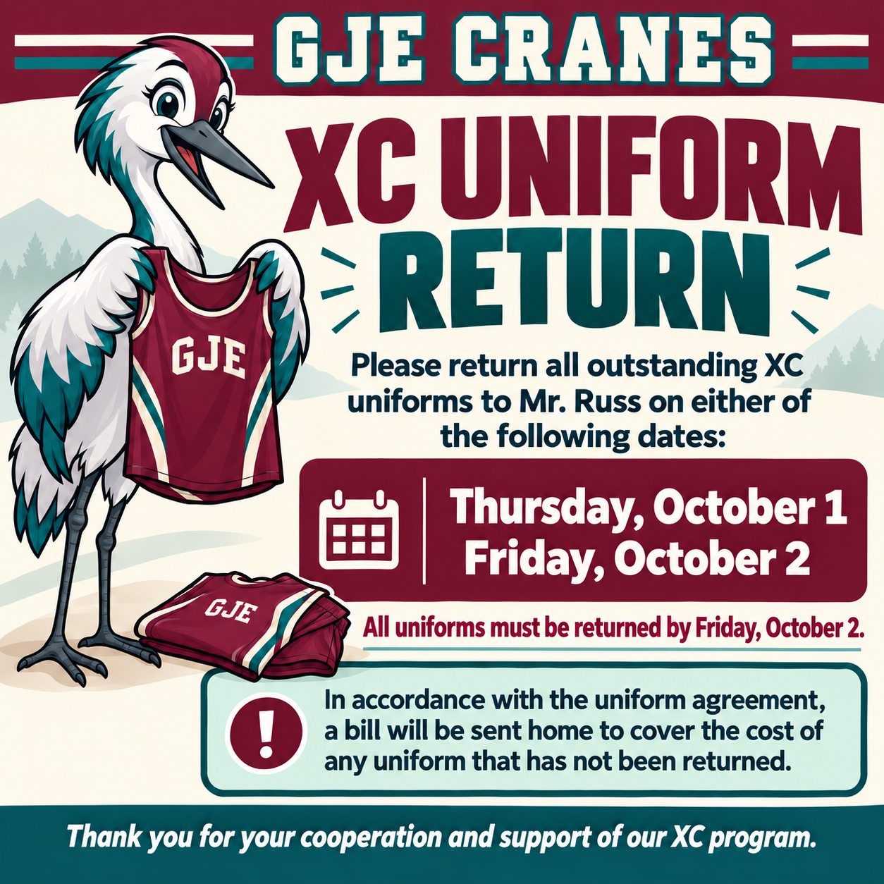 Reminder: Cross-Country Uniform Return
