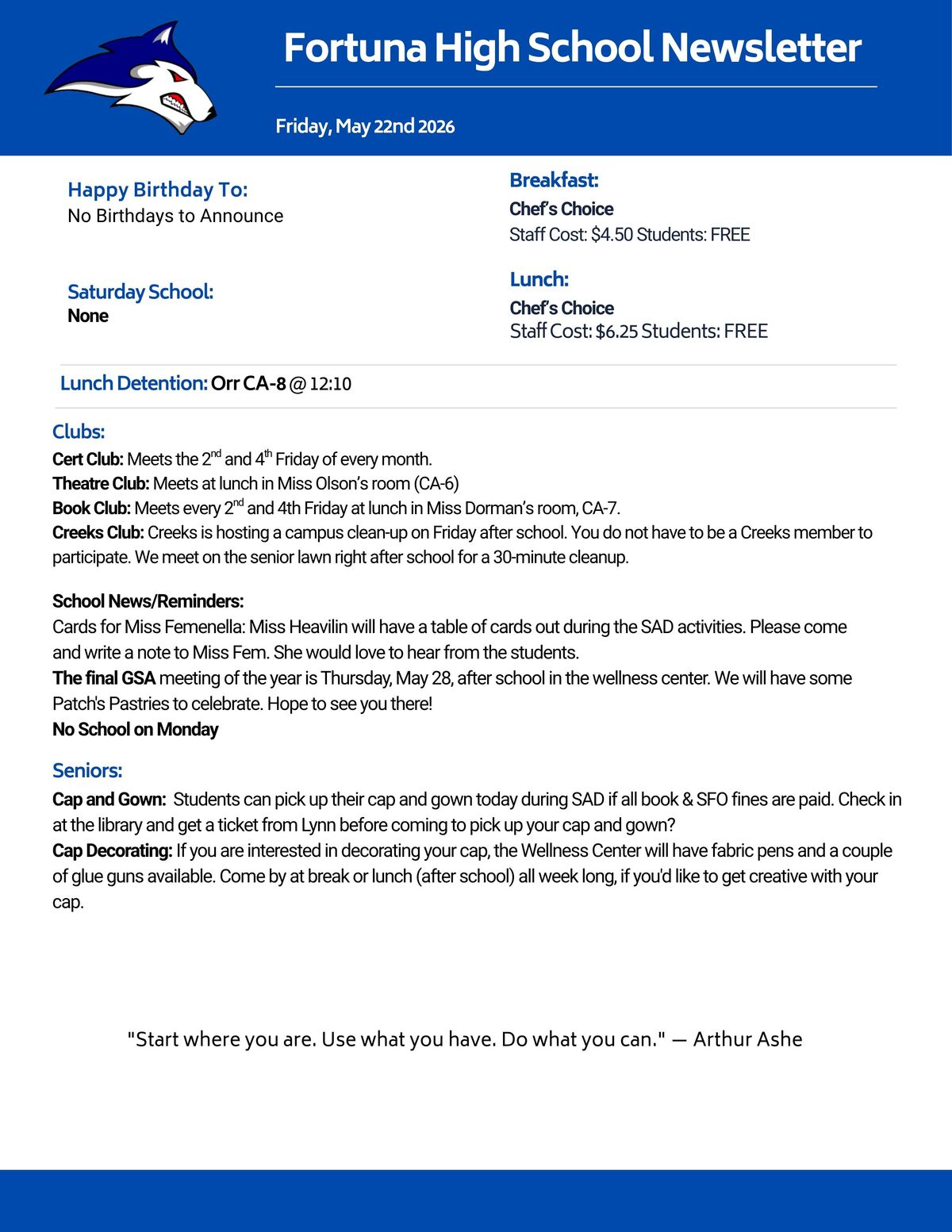 Bulletin 05/22/2026