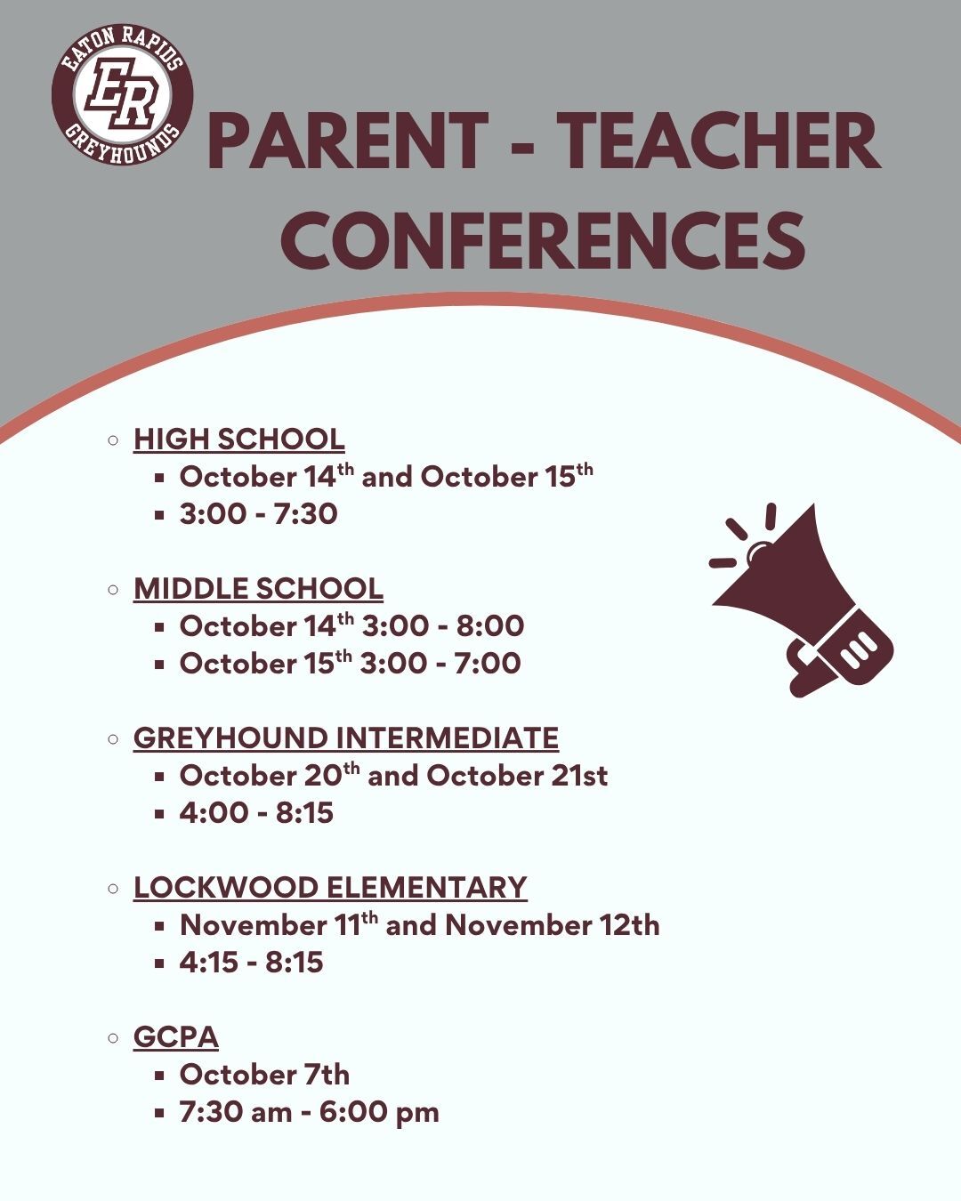 Fall Parent / Teacher Conference Dates