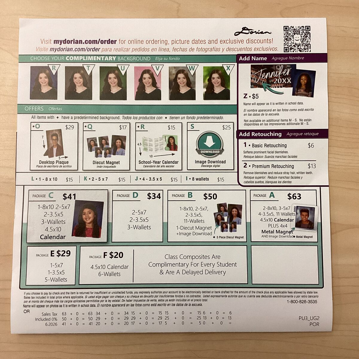 Dorian School Picture Day, Tuesday, Sept 29th