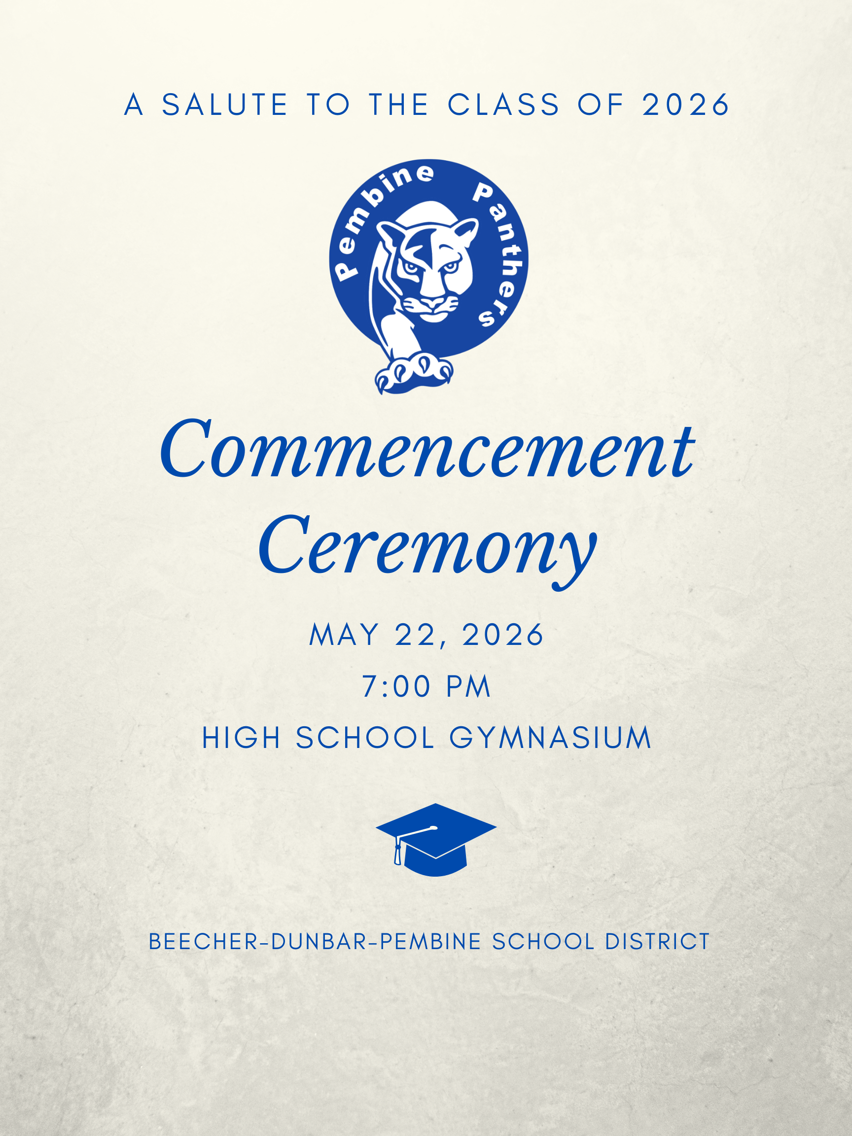 Class of 2026 Graduation Ceremony May 22 7:00 PM