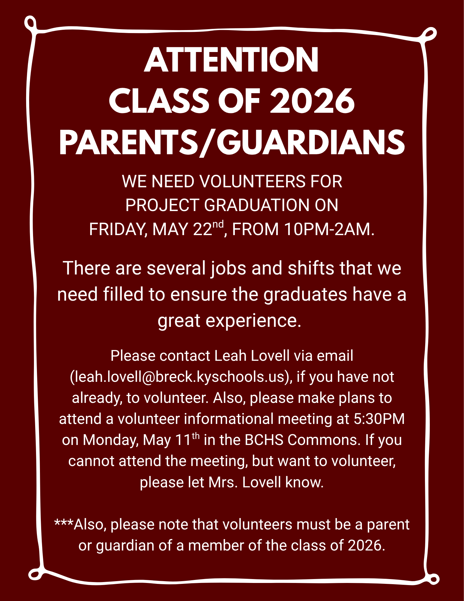 Project Grad Parent Meeting