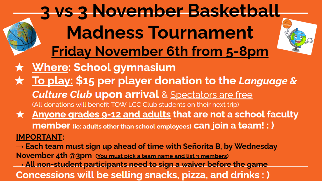 November Madness Basketball Tournament - Friday, November 6th, 2026 - 5PM to 8PM