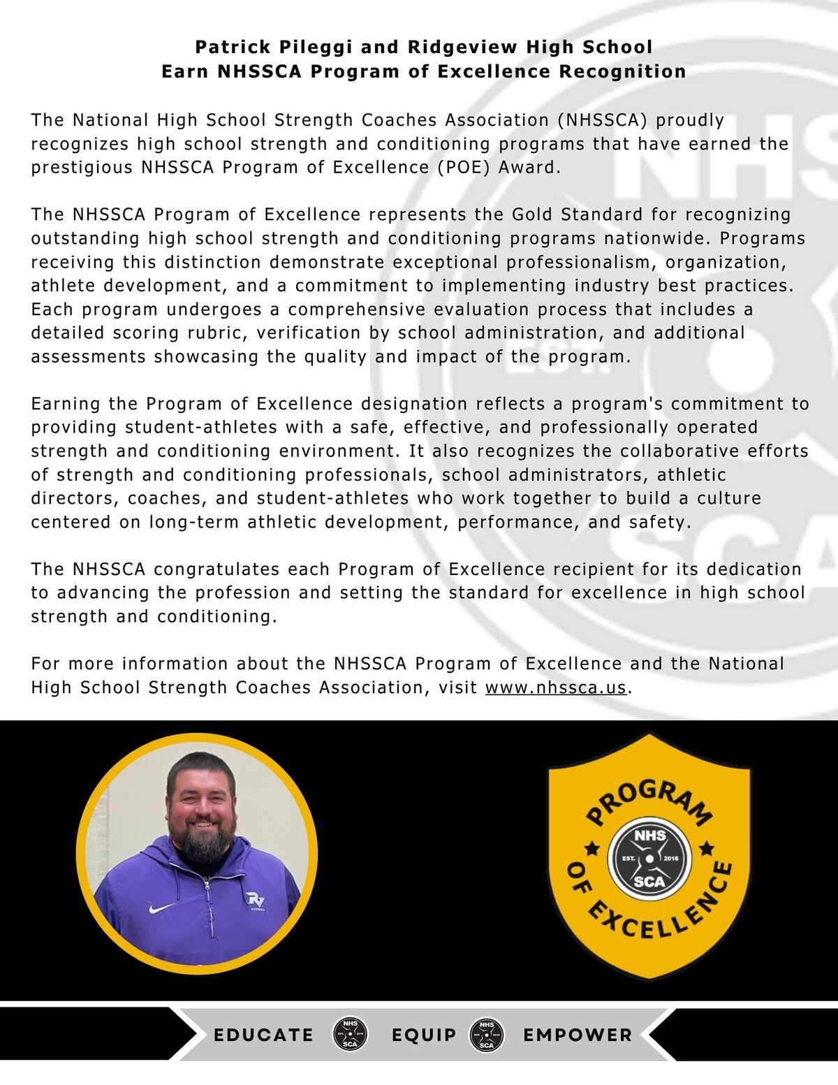 Ridgeview High School's strength and conditioning program has earned national recognition.