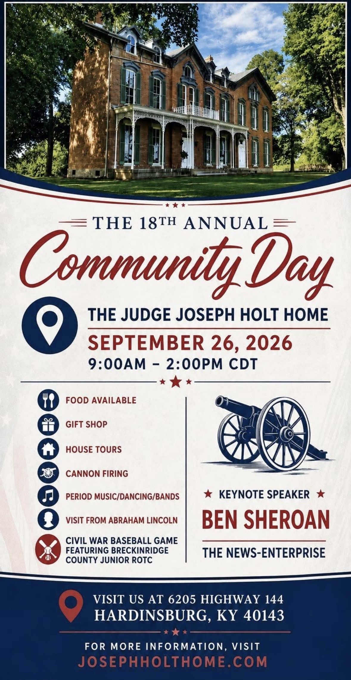 18th Annual Community Day at The Judge Joseph Holt Home! 
