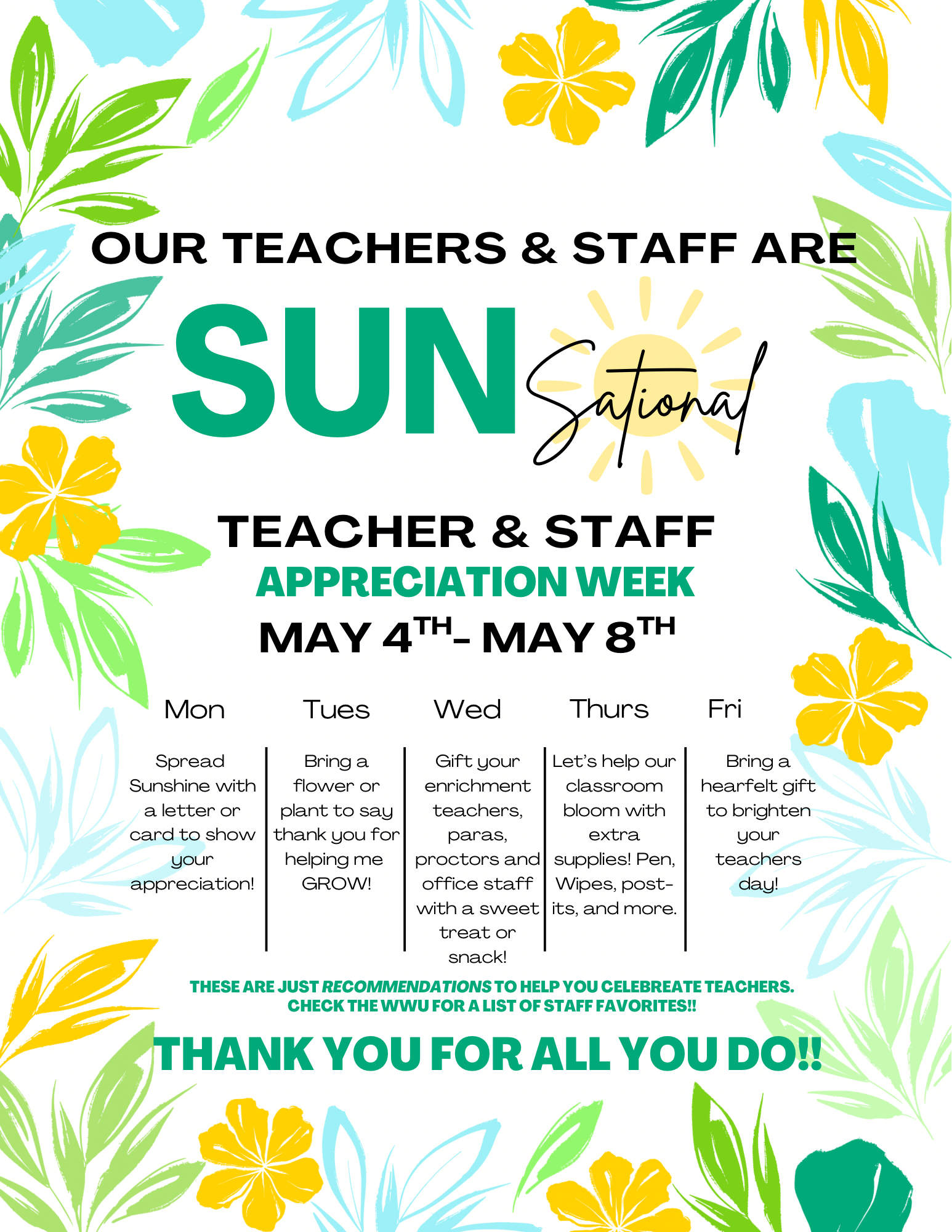 Teacher & Staff Appreciation Week May 4th - 8th