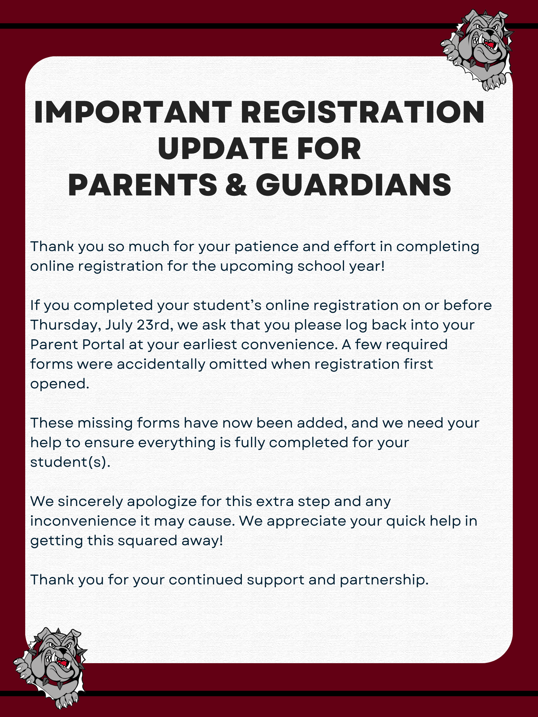 Registration Update