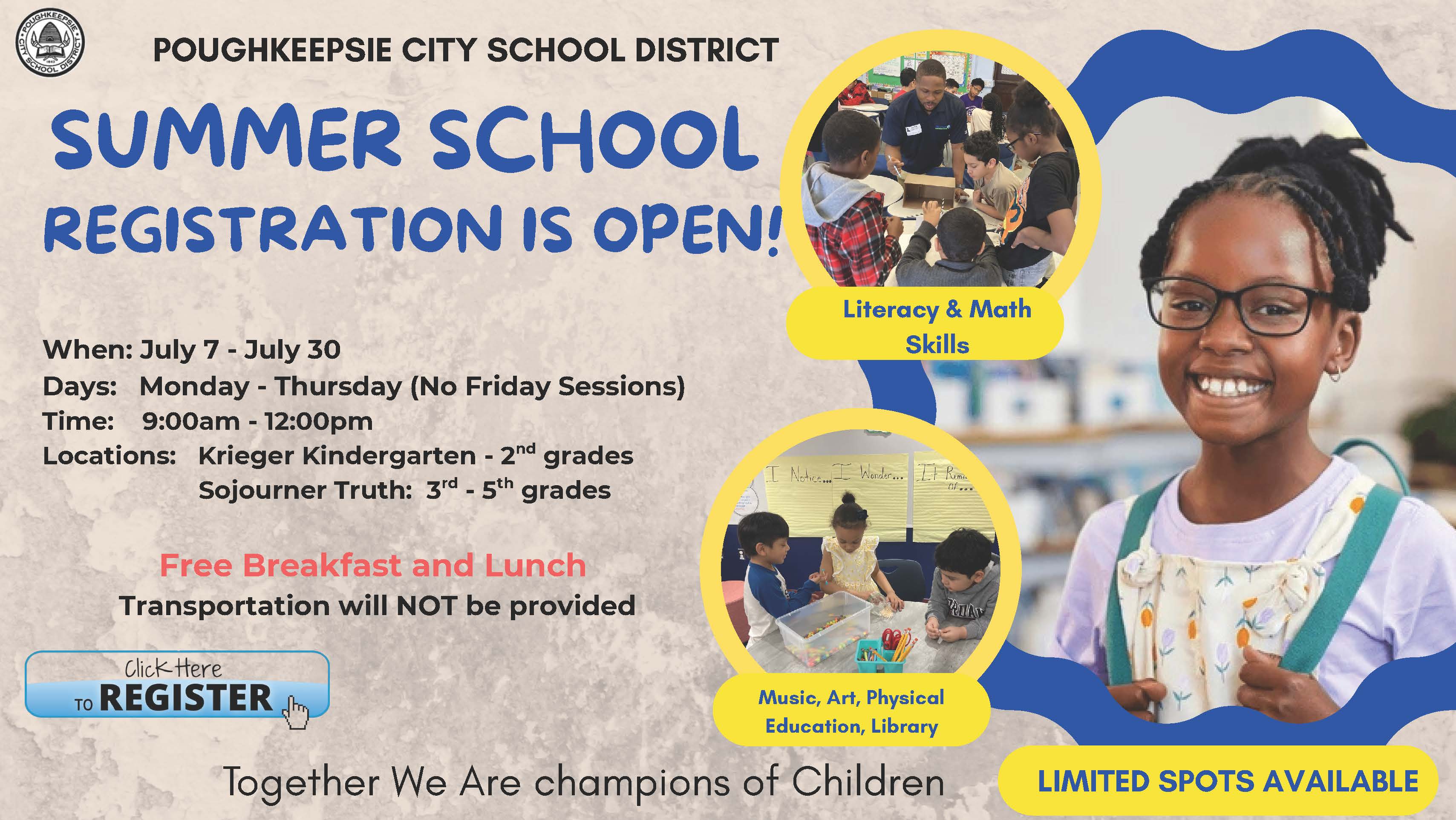 Registration for PCSD's summer academics program for grades K-5 available