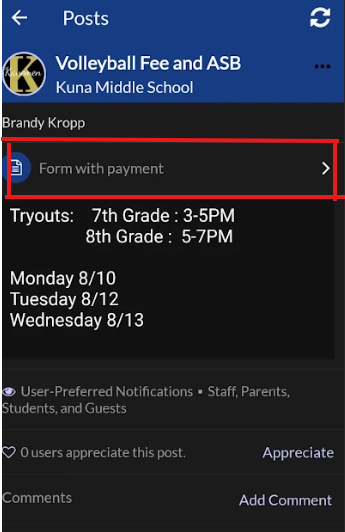 Girl's Basketball Fee and ASB