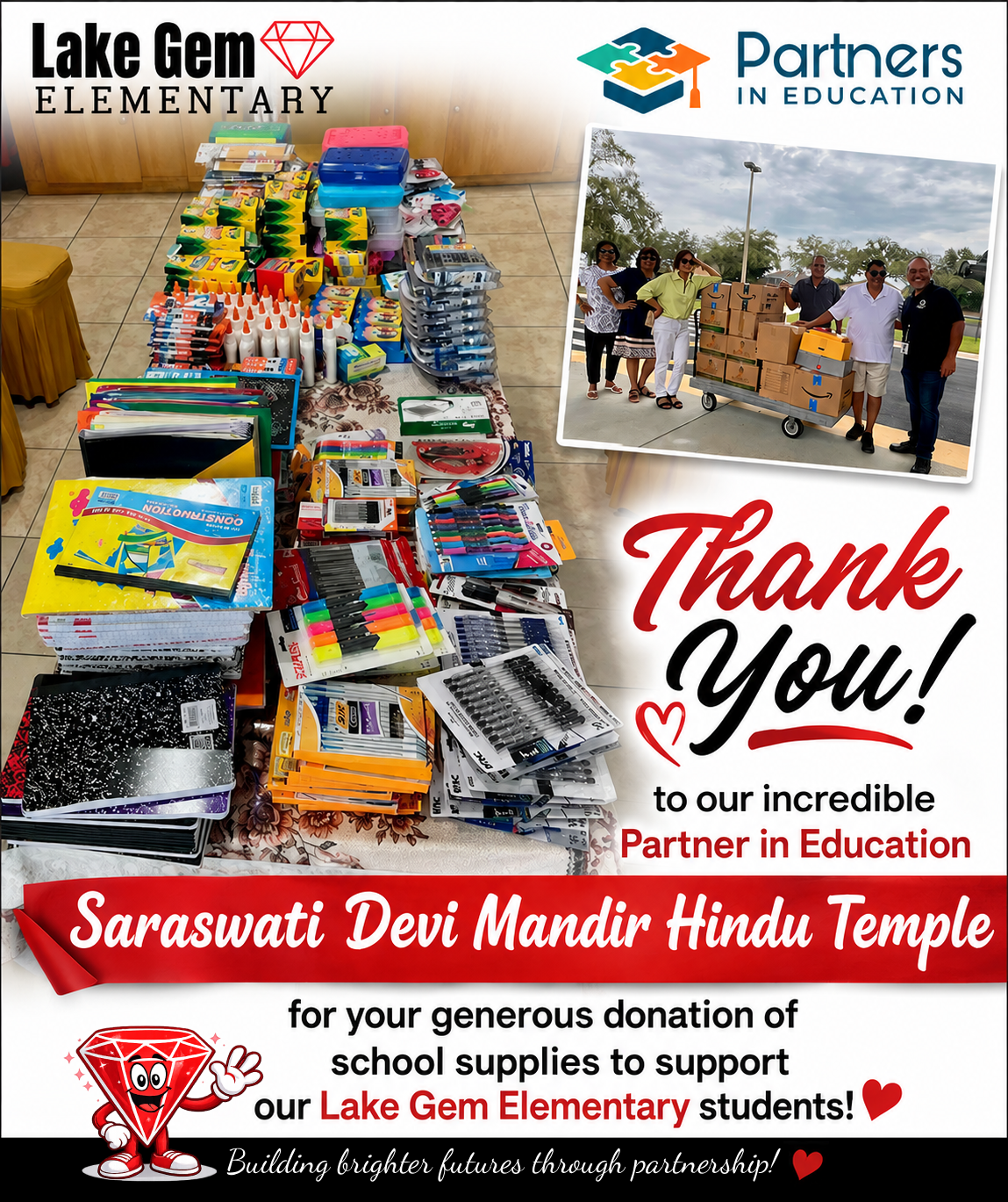 Thank you to our Community Partner in Education, Saraswati Devi Mandir Hindu Temple! ❤️📚