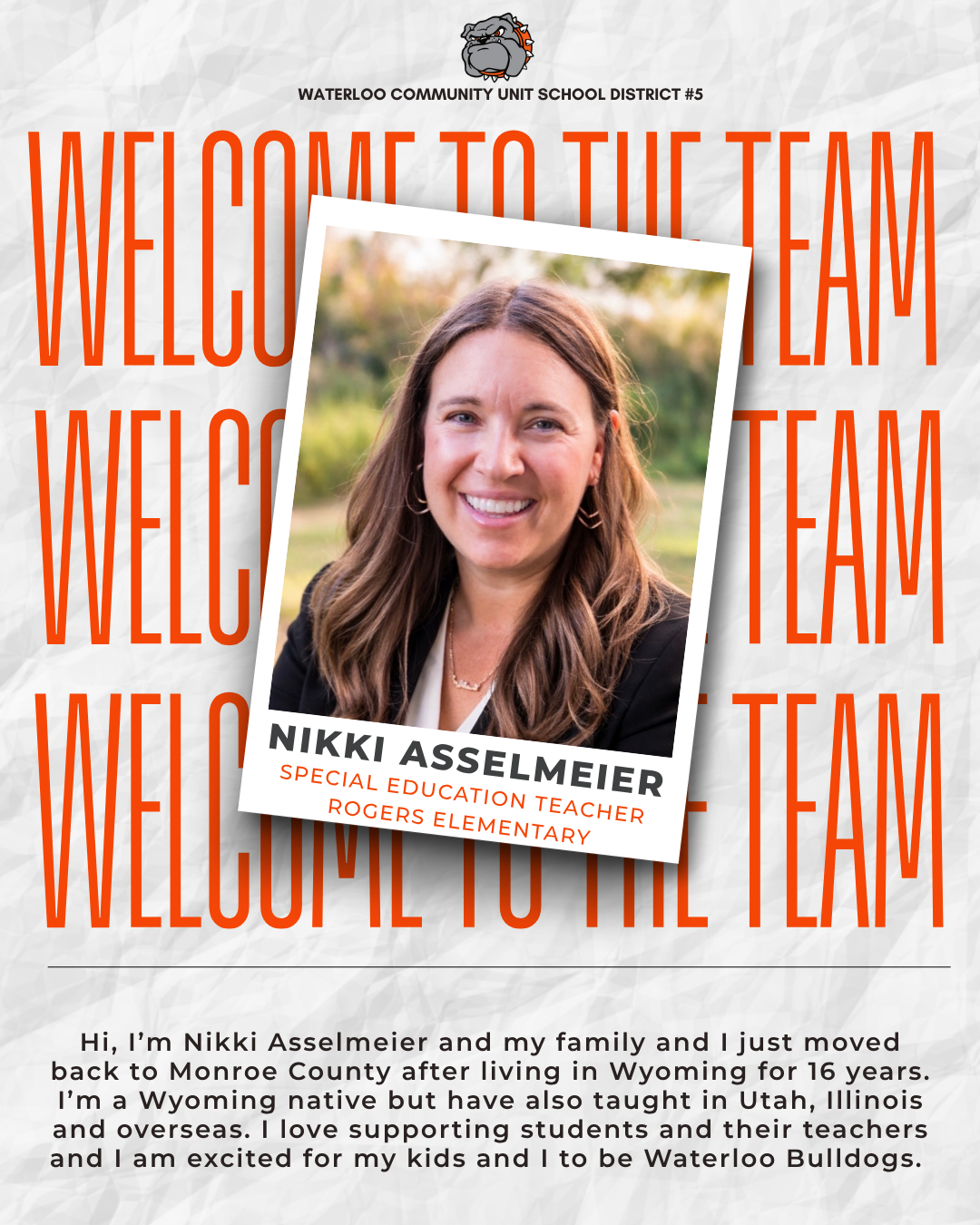 Welcome, Ms. Asselmeier!