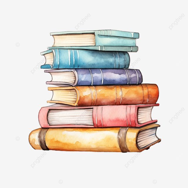 A stack of six colorful, hardcover books in varying shades of blue, purple, orange, and yellow.