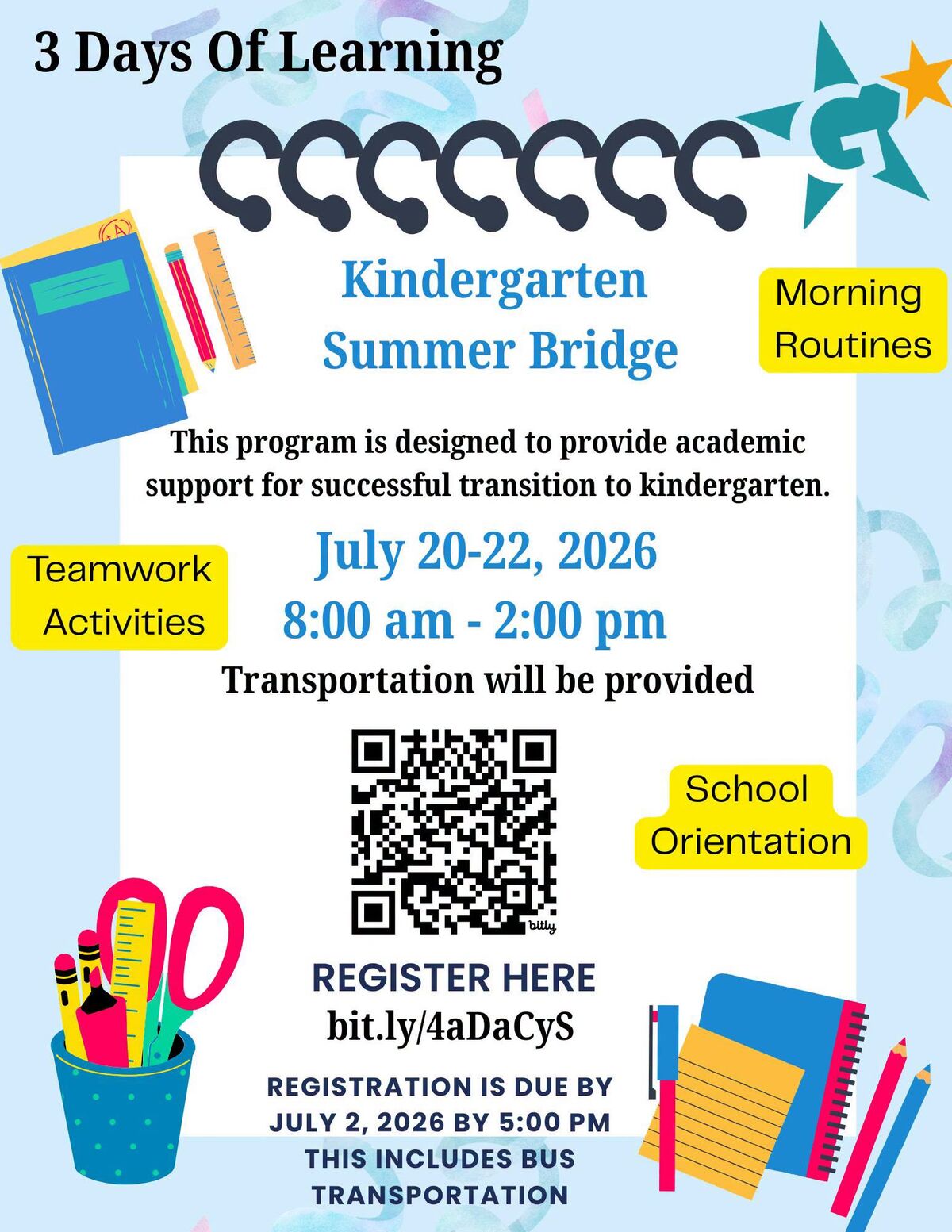 Kindergarten Summer Bridge