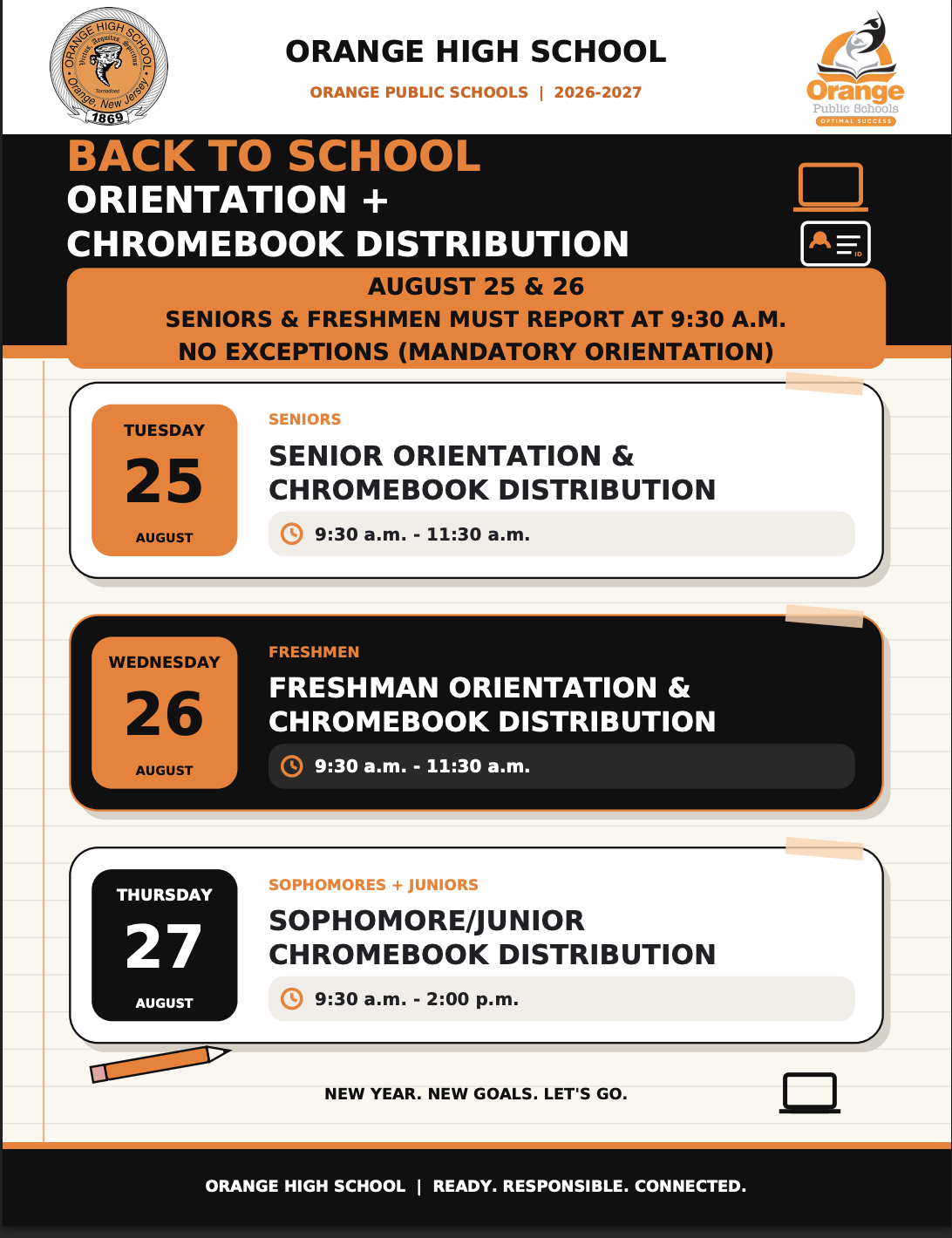 OHS Orientation and Chromebook Distribution