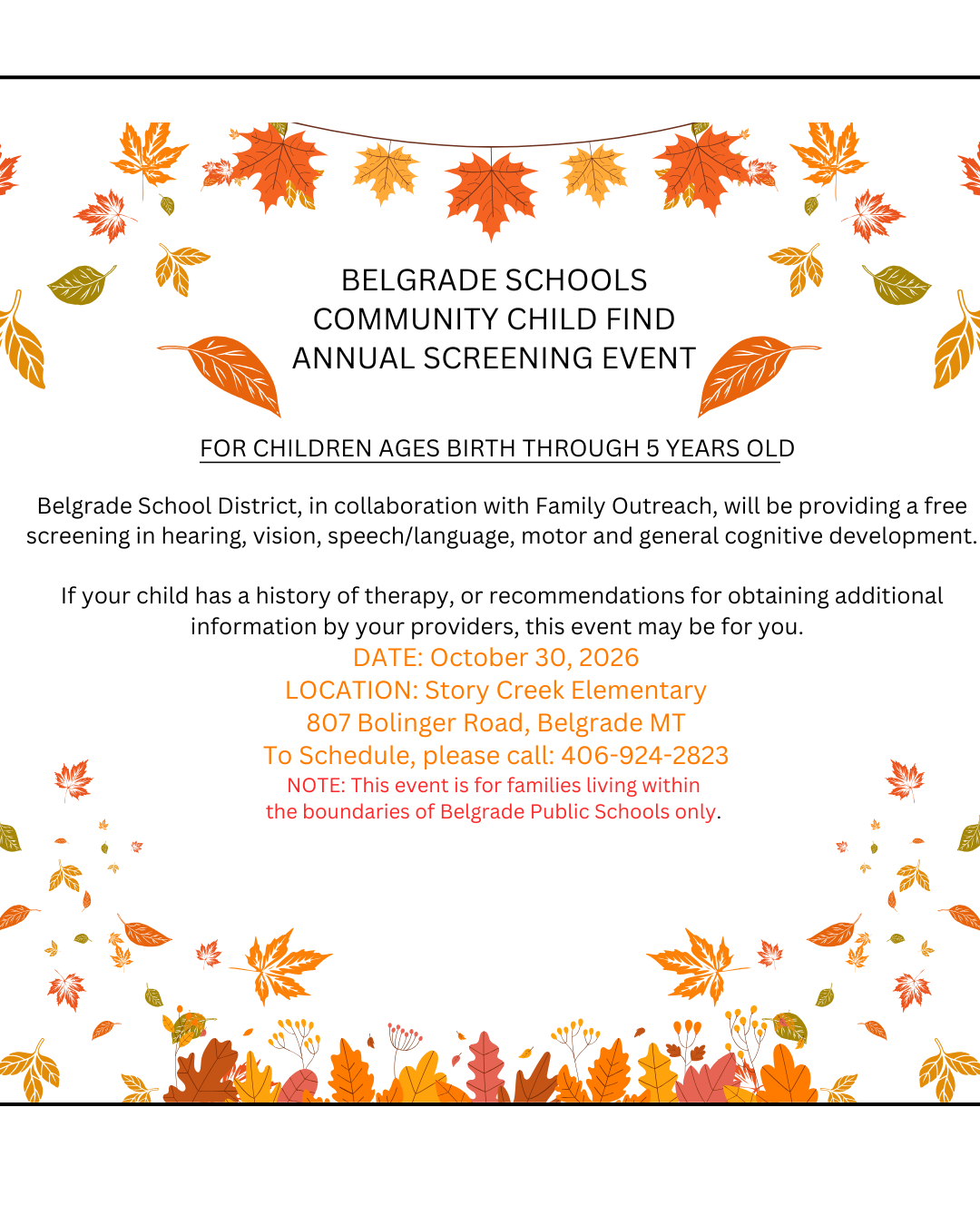 2026 Child Find Information