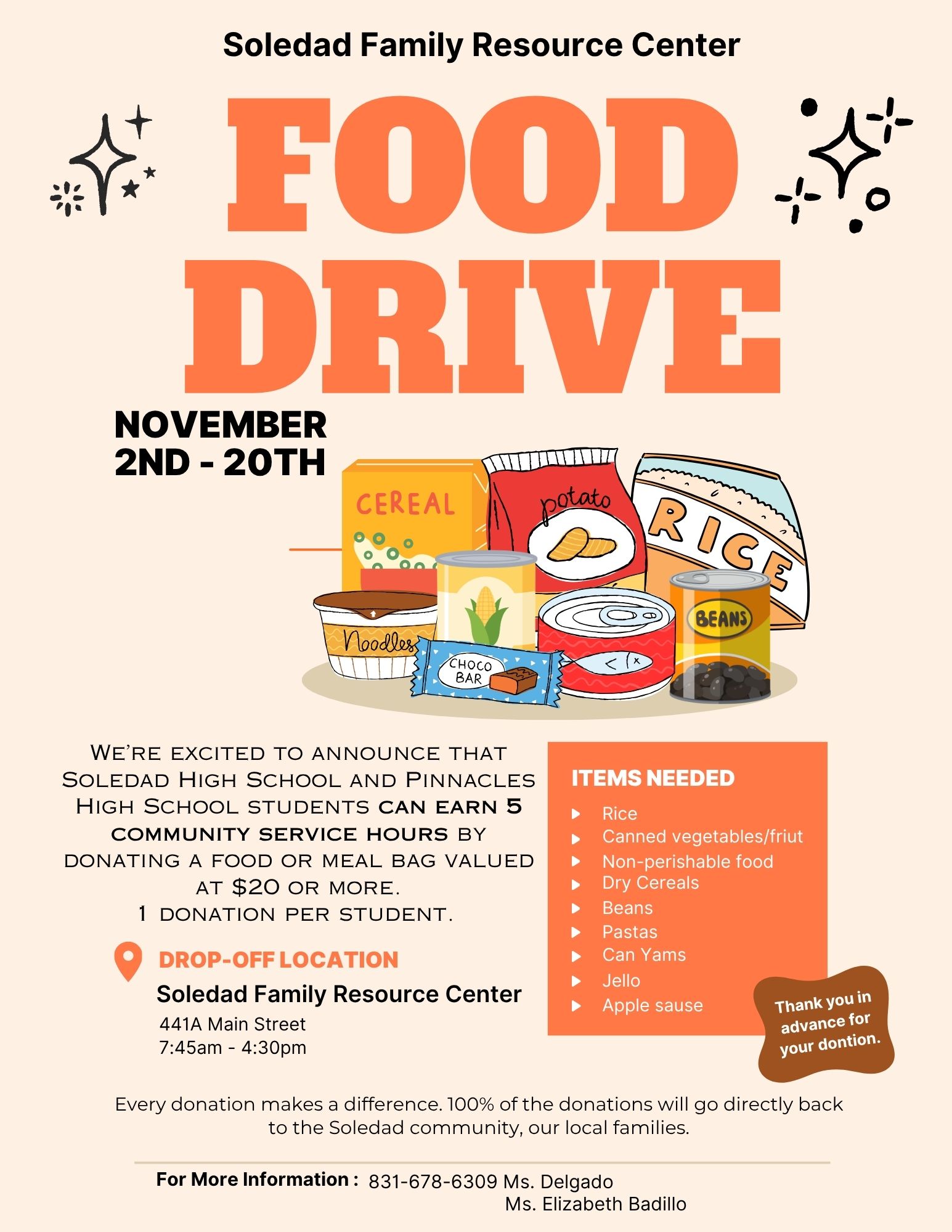 GIVE BACK & EARN 5 COMMUNITY SERVICE HOURS!