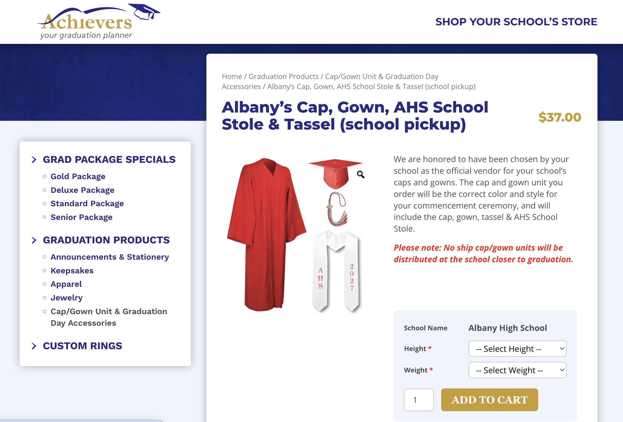 Achievers Cap & Gown Ordering for Commencement Ceremony June 4th