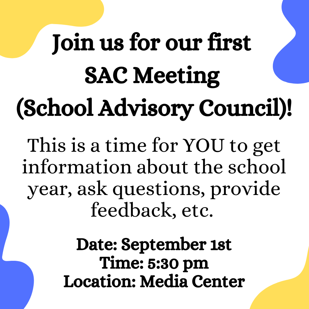 First SAC Meeting TOMORROW!