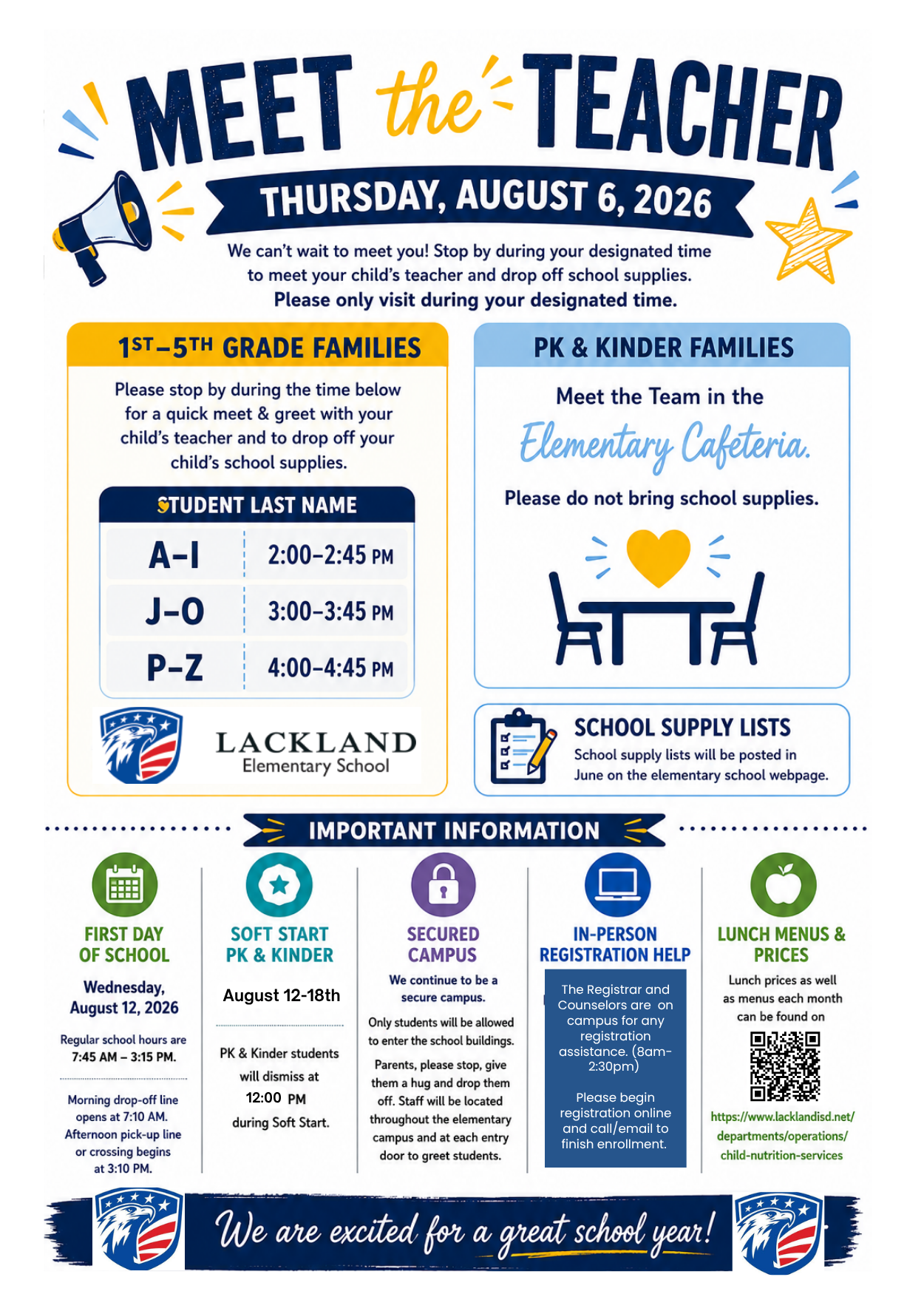 Elementary Meet the Teacher! (2026-2027 SY)