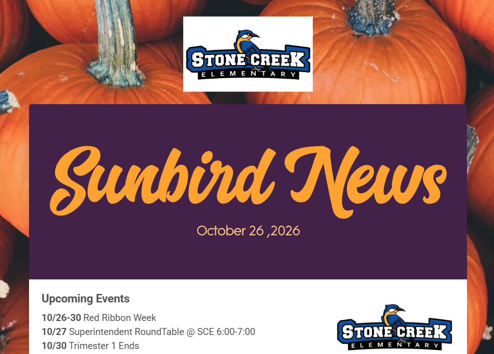 Sunbird News: week of 10/26/26