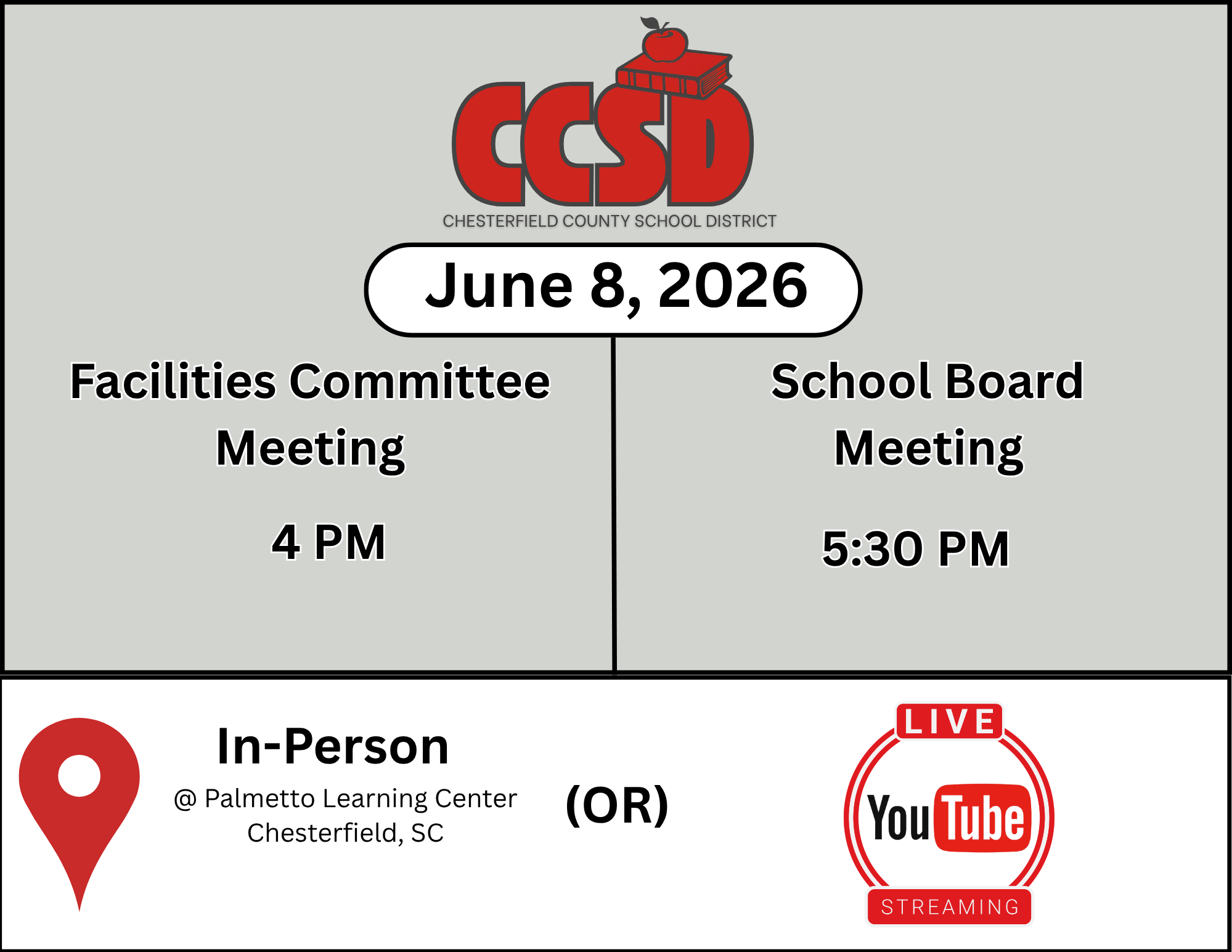 Facilities Committee Meeting and School Board Meeting Tonight