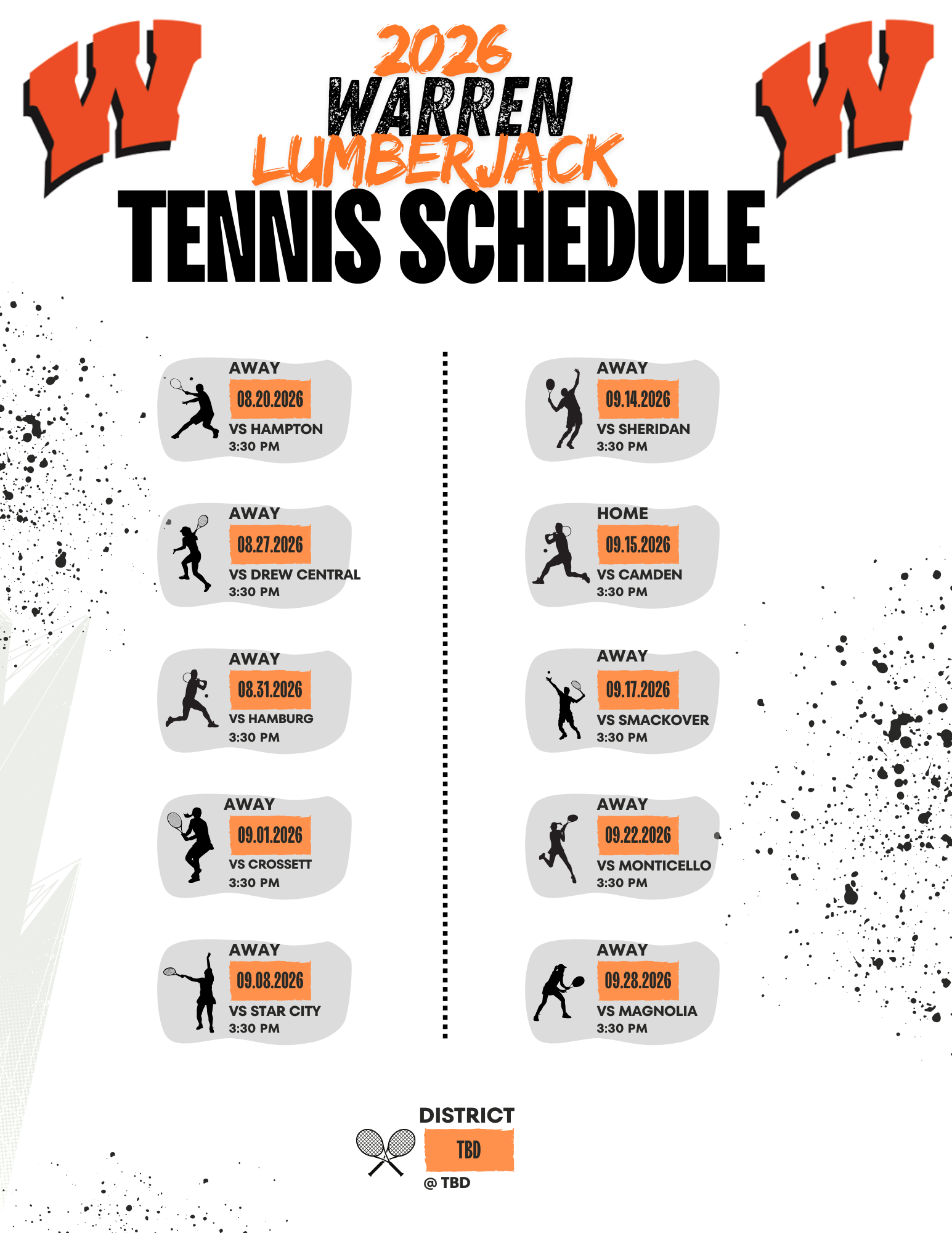 WHS: Tennis schedule