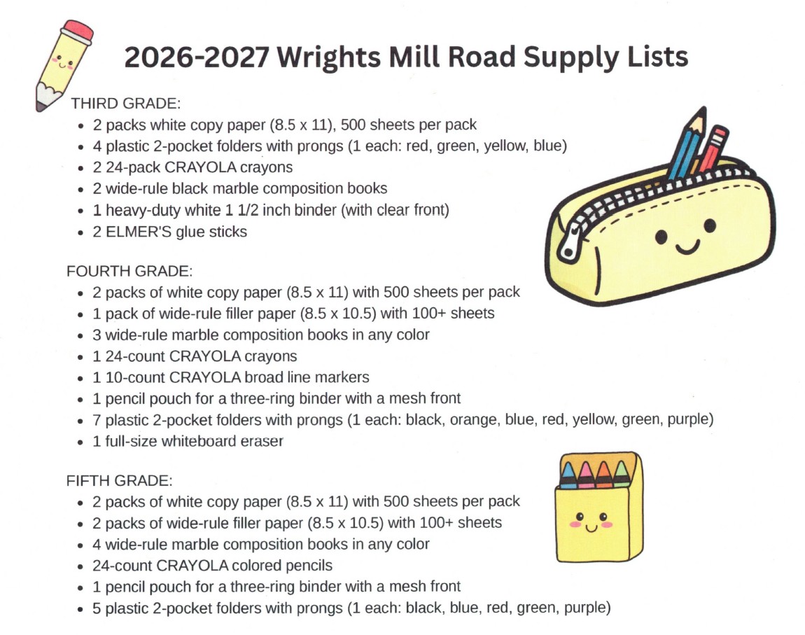 26-27 WMR School Supply List 