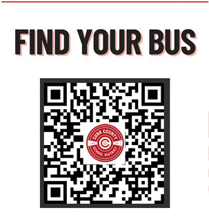 QR code with the text 'FIND YOUR BUS' above it, and a Cobb County School District logo in the center.