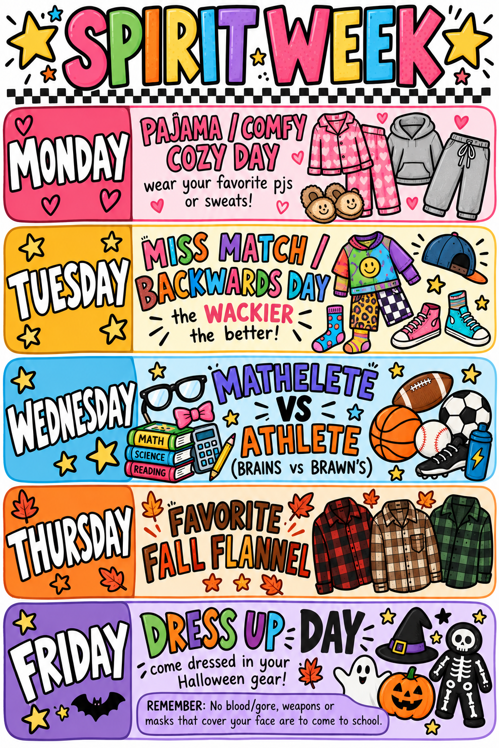Spirit Week , October 26th - October 30th