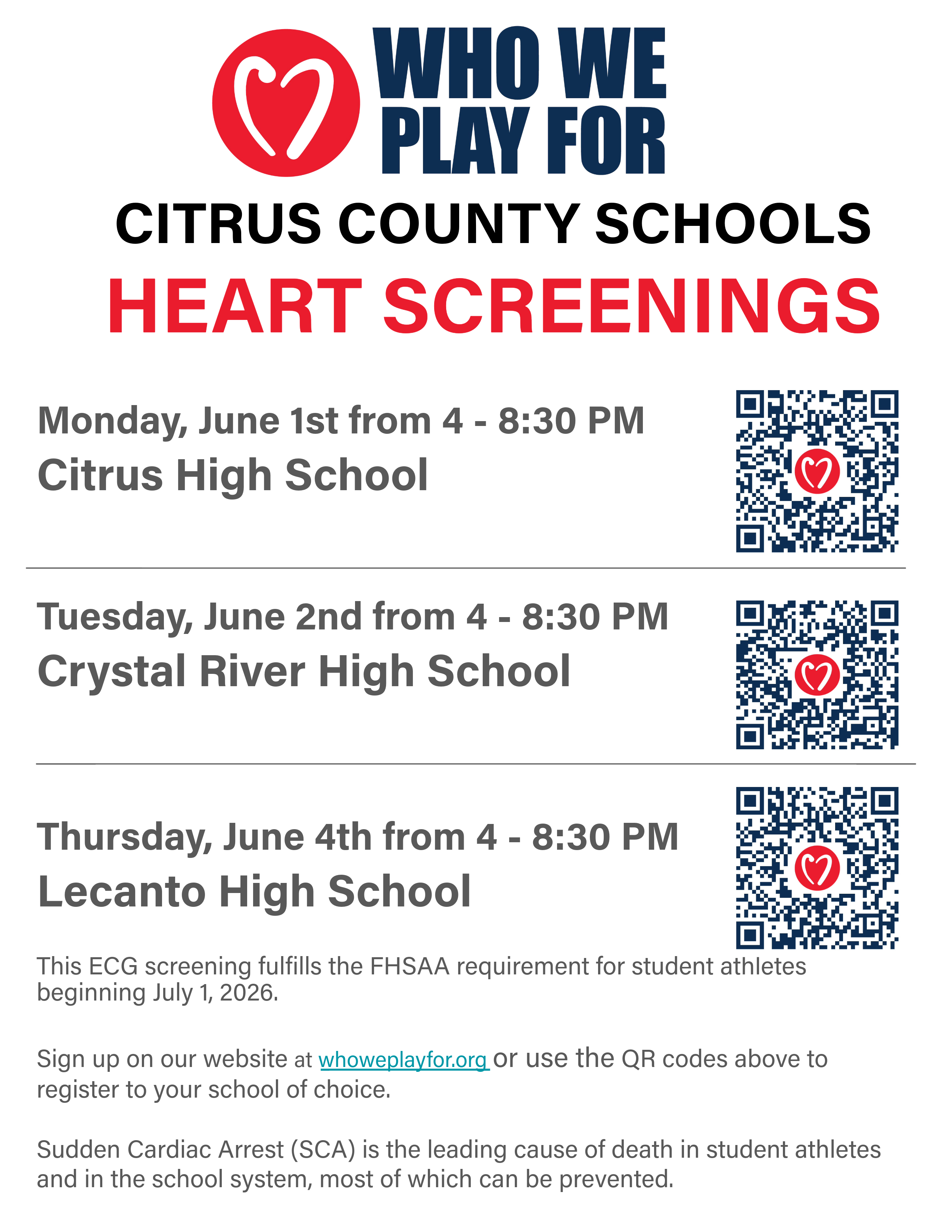 ECG Heart Screening Events COMING UP 