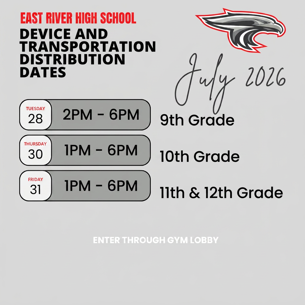 ERHS 26-27 Device distribution, Falcon Fly-In, and Transportation information