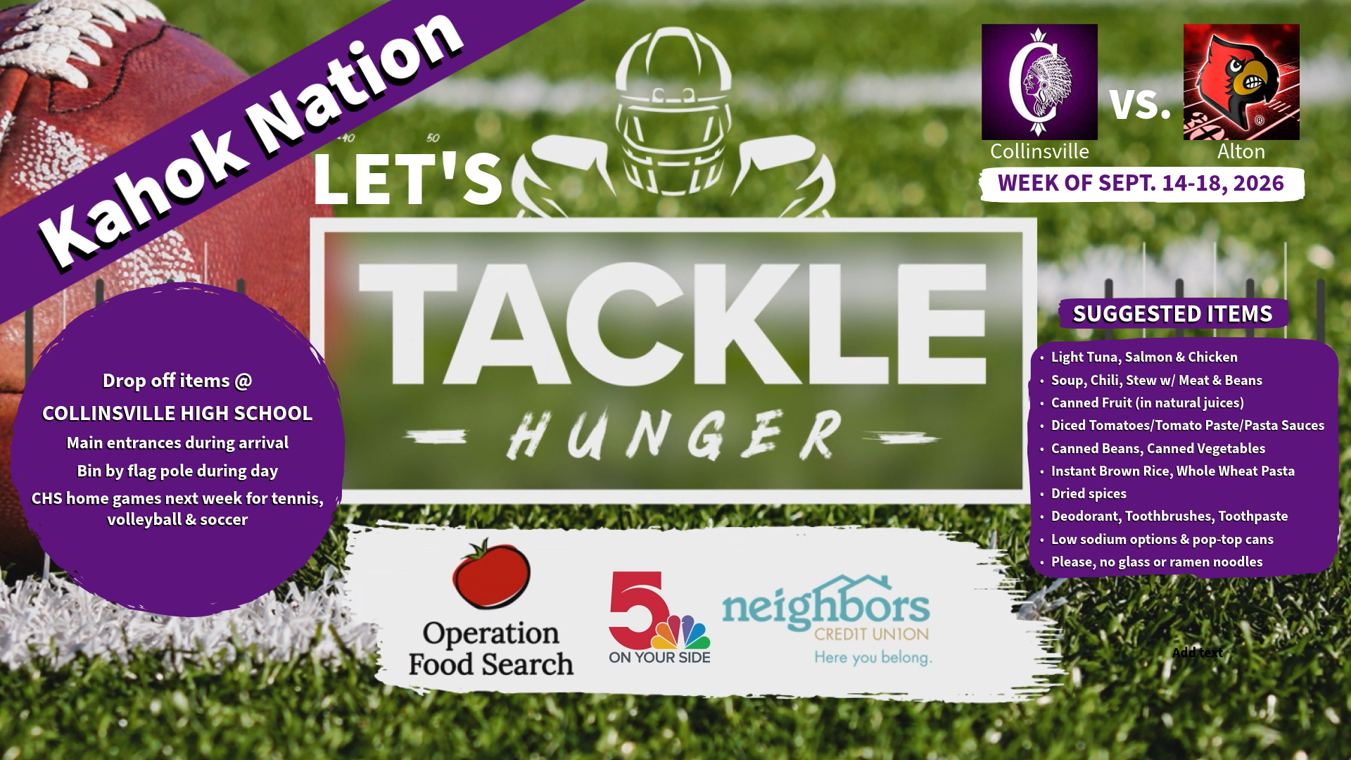 C'mon Kahoks!  Fill Those Bins for Friday!!